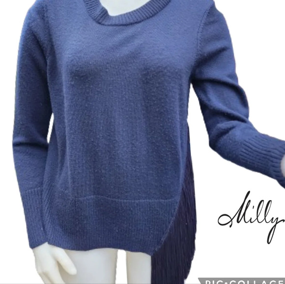 Milly Navy Fringe sweater M - Picture 1 of 11